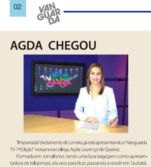 Agda Queiroz é apresentada pela emissora de Boni