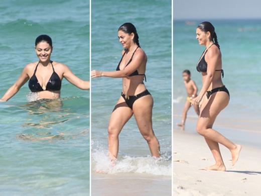 Juliana Paes, o filho Pedro e o marido Carlos Eduardo Baptista