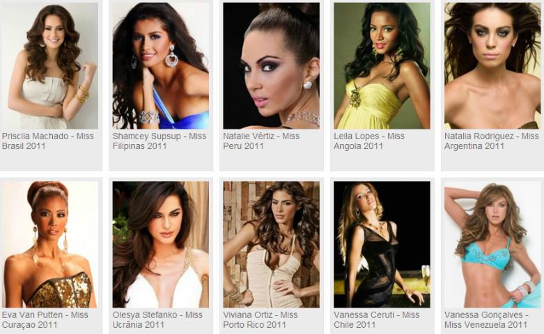 Site mostra ranking com as 10 candidatas preferidas do público brasileiro; conheça o Top 10 das mais gatas do mundo