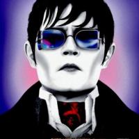 Tim Burton e Johnny Depp no filme Sombras da Noite