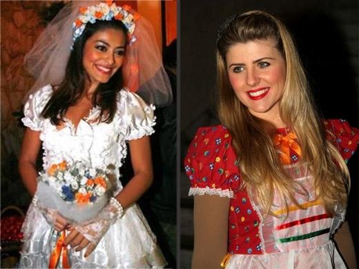 Famosos com roupa de festa junina, Juliana Paes e Íris Stefanelli