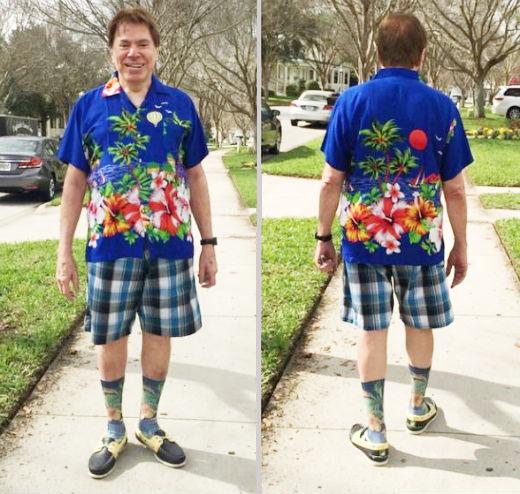 Fotos de Silvio Santos com roupas coloridas e soltas ganham destaque nas redes sociais
