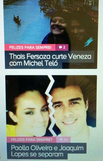 Paola Oliveira e Joaquim Lopes separados Thais Fersoza e Michel Teló juntos