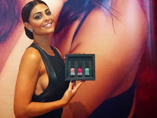 Atriz Juliana Paes apostou em um vestido bem decotado para a festa de lançamento em SP