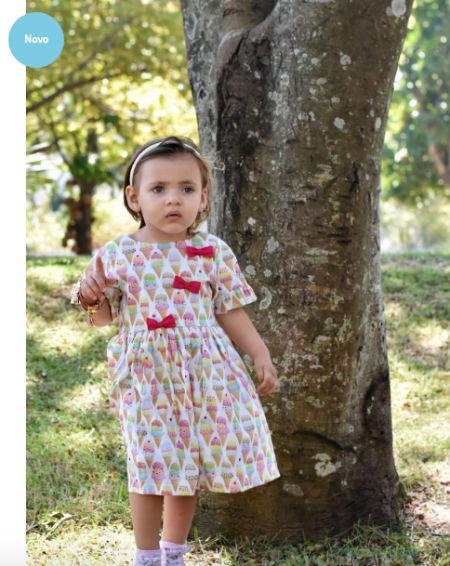 vestido para menina sorvete lacinho Duas Pequeninas