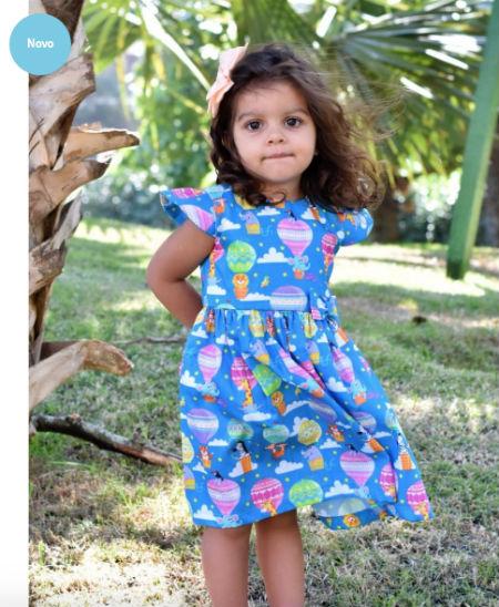 vestido Baloons Blue para meninas Duas Pequeninas