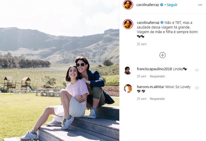 Carolina Ferraz e a filha mais velha, Valentina