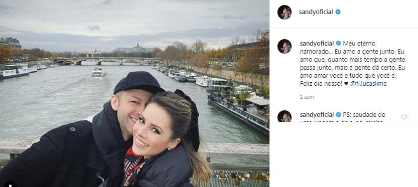 Sandy faz declaração de amor para o marido Lucas Lima