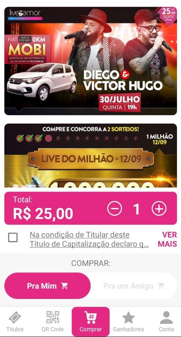 Com R$ 25 você compra o certificado do Apcap do Bem e concorre aos prêmios da Live