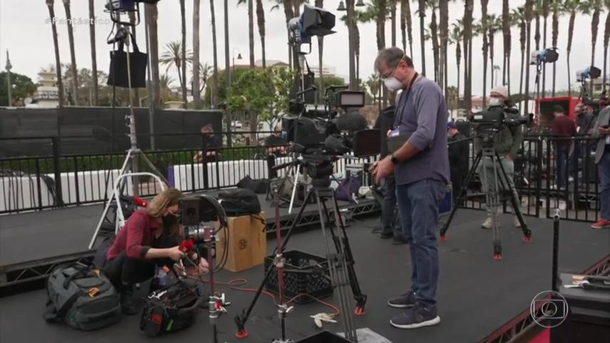 Cenas do Oscar 2021 em Los Angeles; Oscar adaptado para a pandemia