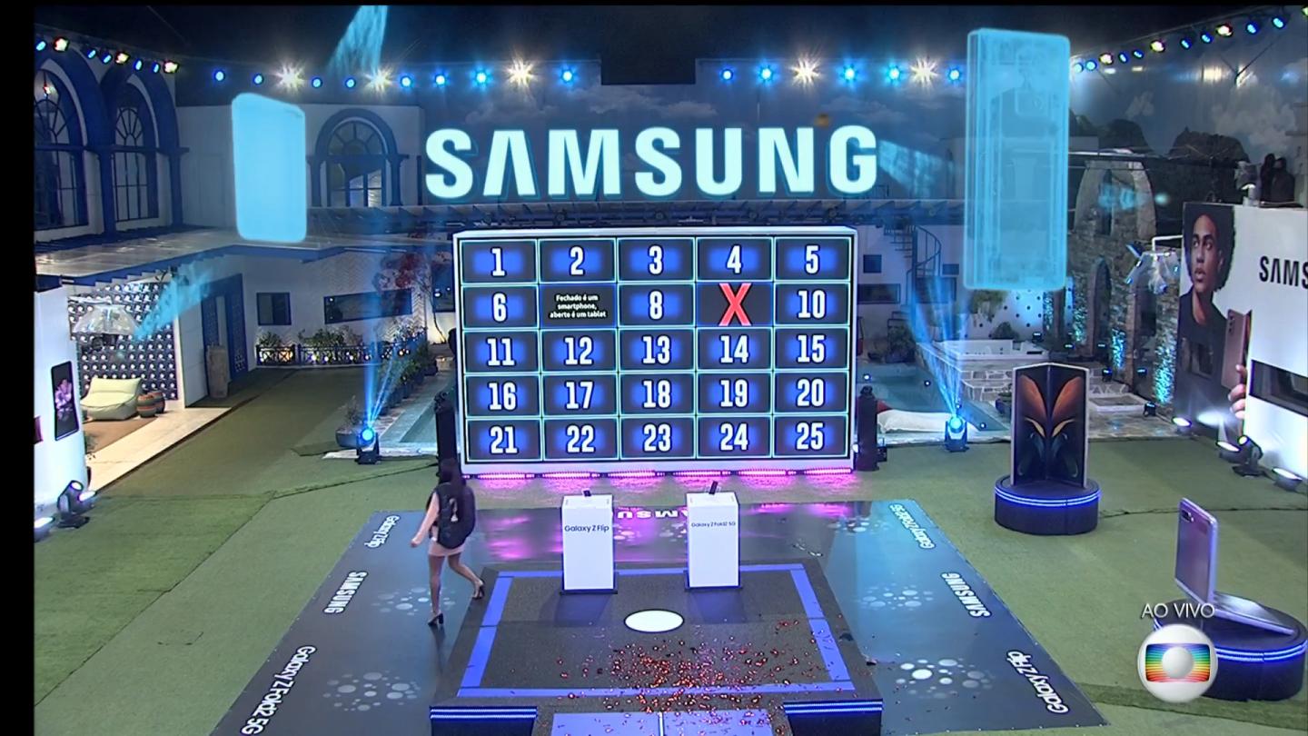 Ações comerciais e de merchandising do BBB 21. Propagandas na Prova do Líder e na Prova do Anjo. Como a Prova da Samsung