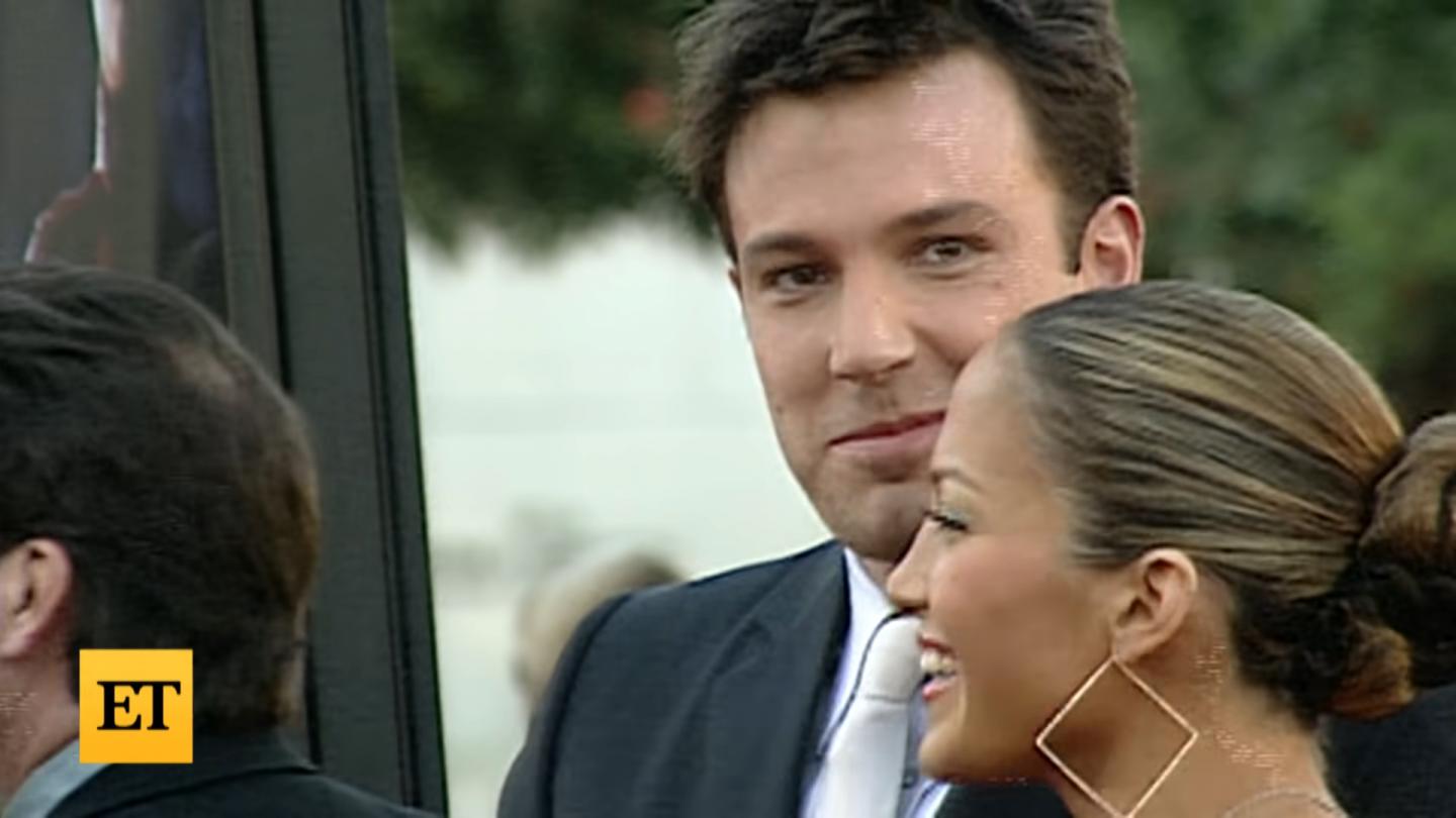 Ben Affleck e Jennifer Lopez em momentos da biografia