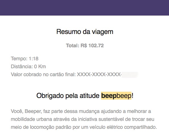 Resumo da viagem do Aeroporto de Guarulhos para São José dos Campos por BeepBeep