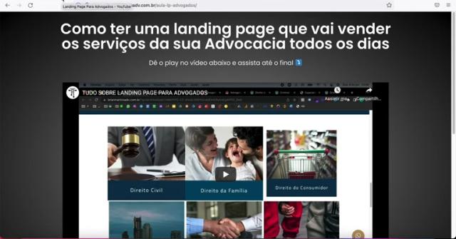 Página de Landing Page para Advogados (Foto: Reprodução/ YouTube)