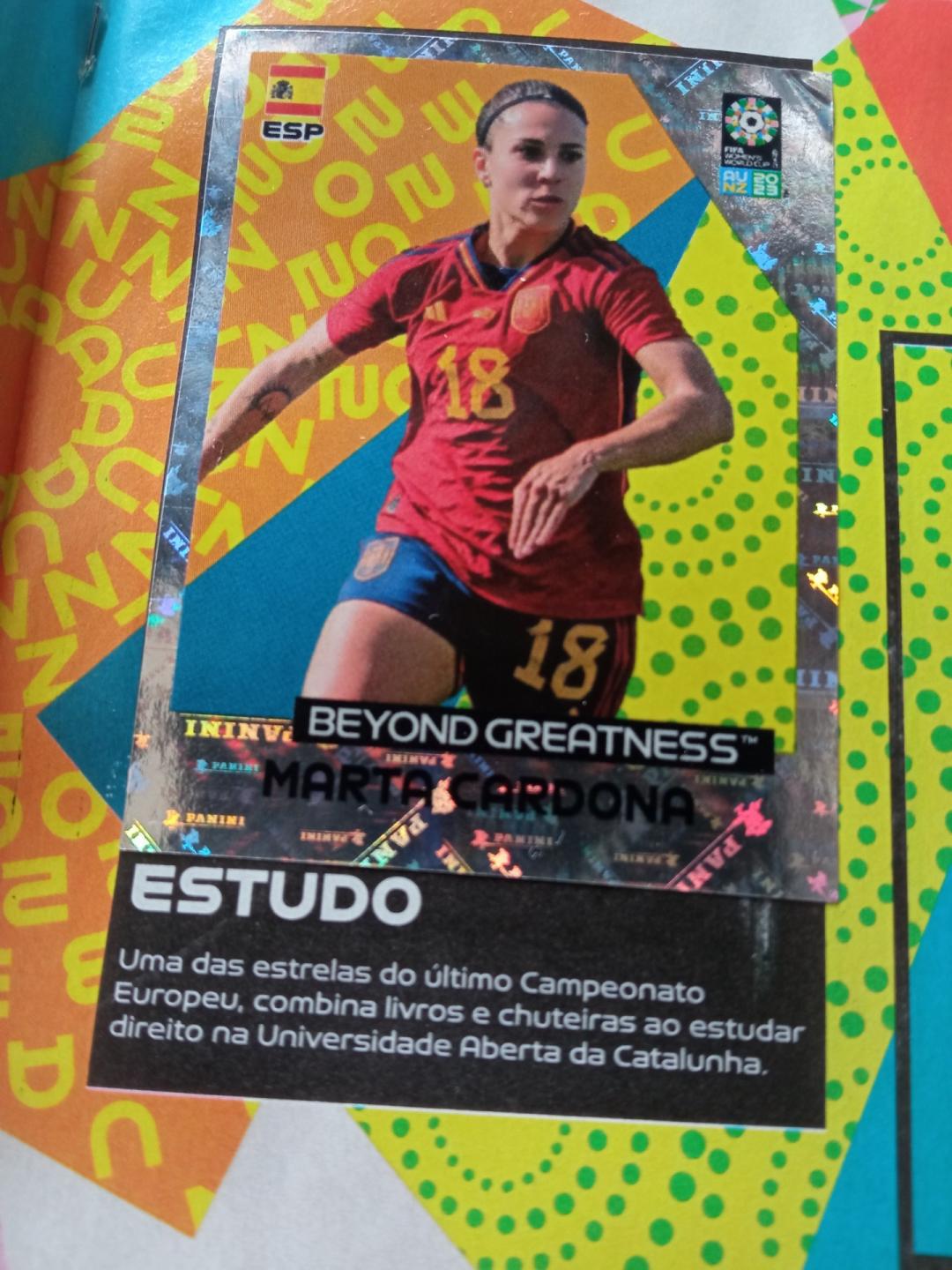 Figurinha brilhante da Copa do Mundo femininina