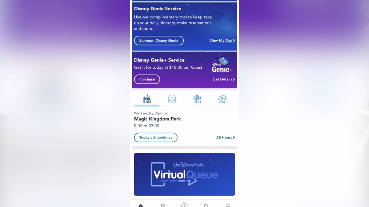Para evitar filas nos Parques da Disney, com o app Disney World e utilizando o Genie