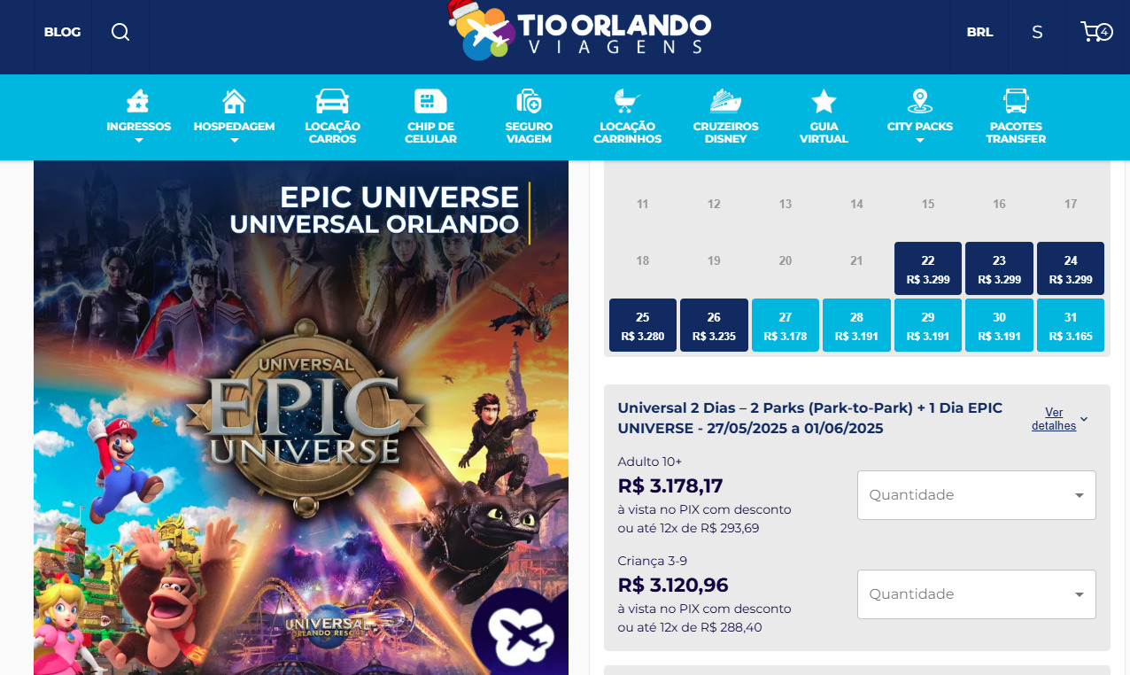 Ingressos Disney no Tio Orlando. Nesse caso, do novo Parque da Universal