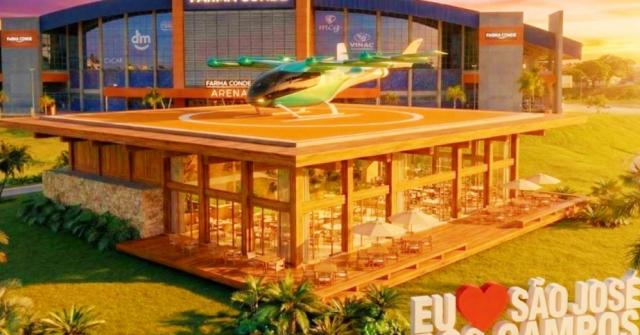 Projeto prevê estrutura para carros voadores ao lado da Farma Conde Arena e pode atrair mais de R$ 250 milhões