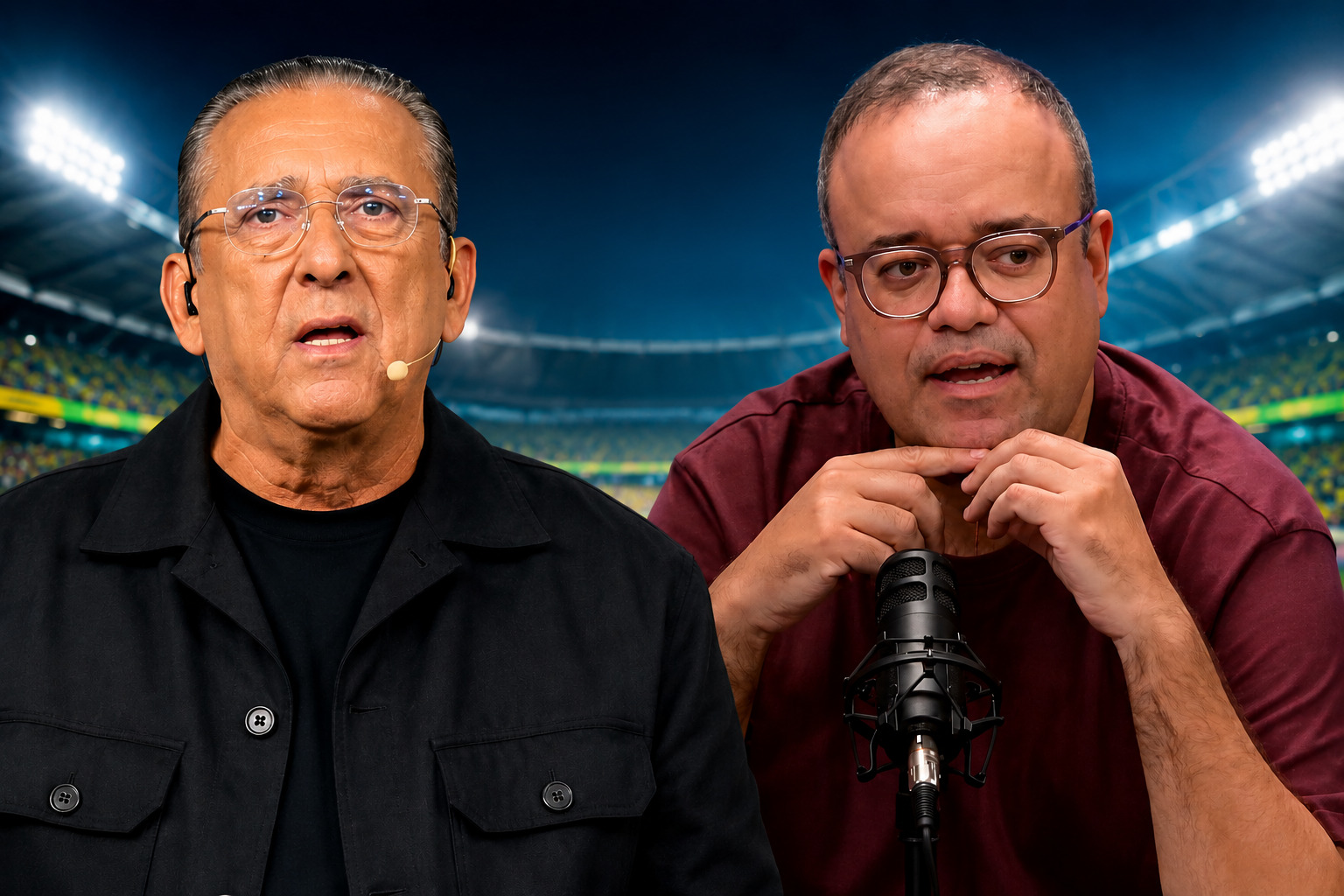 Everaldo Marques e Galvão Bueno narrando jogos na Copa do Mundo