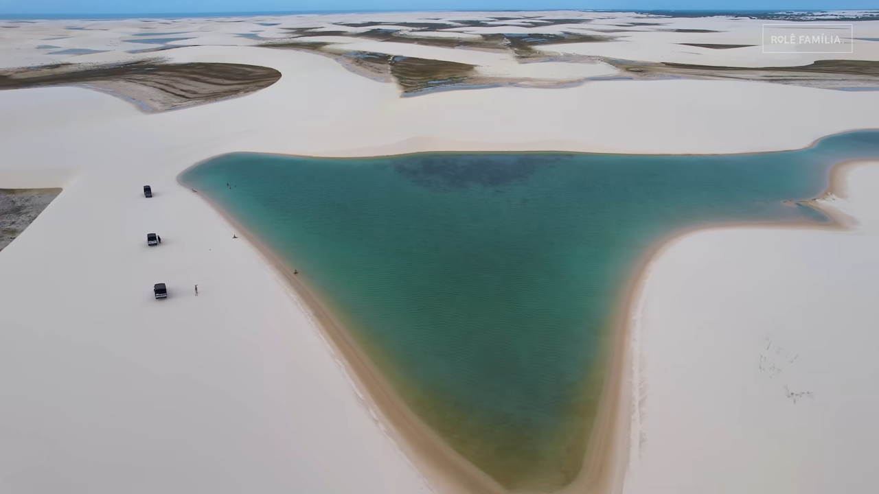 Visão aérea dos Lençóis Maranhenses (Foto: Reprodução / Youtube)