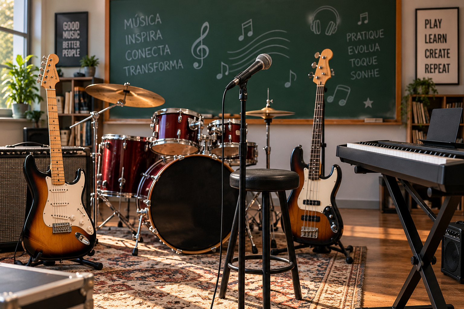 Instrumentos para aula de rock e música em SJC